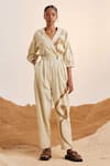 Buy_Cord_Off White Cotton Crinkle Printed Trail Top Stitch Jumpsuit _at_Aza_Fashions