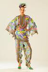 Buy_Rajdeep Ranawat_Multi Color Satin Printed Floral Sonth Dhoti Pant  _at_Aza_Fashions