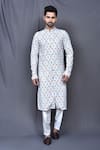 Buy_Arihant Rai Sinha_Multi Color Kurta Cotton Embroidered Geometric Thread Work And Pant Set _at_Aza_Fashions