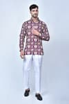 Buy_Arihant Rai Sinha_Purple Kurta Cotton Printed Elephant And Checkered Patola Set _at_Aza_Fashions