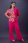 Buy_FUGA_Multi Color Twill Satin Print Heart Lapel Collar And It Out Shirt And Pant Set _at_Aza_Fashions