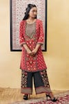Buy_Soup By Sougat Paul_Black Crepe Embroidery, Sequins Round Neck Zahra Printed Kurta And Pant Set _at_Aza_Fashions