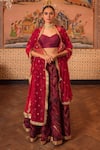 Buy_Priyanka Raajiv_Red Silk, Satin, Brocade, Cotton And Handwoven Tissue, Girija Patch Lehenga Set _at_Aza_Fashions
