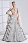 Buy_Seema Gujral_Silver Net Checks Sweetheart Neck Checkered Embroidered Bridal Lehenga Set_at_Aza_Fashions