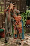 Buy_Pooja-Keyur_Multi Color Kurta  Cotton Silk Embroidered Aari Round And Palazzo Set _Online_at_Aza_Fashions