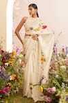 Buy_Chandrima_Ivory Organza Embroidery Floral Butterfly And Flower Saree _at_Aza_Fashions