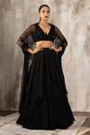 Buy Jigar Mali Black Net, Chiffon, Linen Sequins, Cut Work, Layered Lehenga Set With Dupatta at Aza Fashions Buy_Jigar Mali_Black Net, Chiffon, Linen Sequins, Cut Work, Layered Lehenga Set With Dupatta_at_Aza_Fashions
