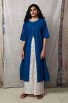 Buy Banana Labs Blue Cotton Plain Round Half Sleeve Kurta And Palazzo Set at Aza Fashions Buy_Banana Labs_Blue Cotton Plain Round Half Sleeve Kurta And Palazzo Set _at_Aza_Fashions