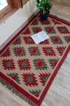 Buy_Nakshikathaa - Homeware_Multi Color Jute Wool Hand Woven Geometric Pattern Rectangle Shape Rug _at_Aza_Fashions