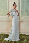 Buy_Shivani Awasty_Sky Blue Net Embellished Pearls Straight Encrusted Gown  _at_Aza_Fashions