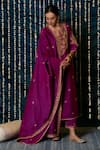 Buy_Maison Shefali_Purple Kurta Chanderi Silk Hand Embroidery Zardozi Ratti Set _at_Aza_Fashions