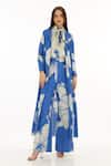 Buy_Koai_Blue Poplin Cotton Floral Lapel Pattern Cape _at_Aza_Fashions