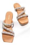 Buy_Foot Fuel_Gold Vork Embellished Strappy Flats _at_Aza_Fashions