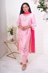 Buy_Geetika Jain_Pink Kurta  Pure Chanderi Hand Embroidered Floral Mirror Pant Set  _at_Aza_Fashions