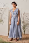 Merge Design_Blue Chiffon, Crepe Embroidery Hand Gown _Online_at_Aza_Fashions