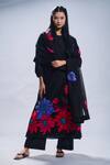 Buy_Taika By Poonam Bhagat_Black Chanderi Embroidered Floral Round A-line Tunic Set _at_Aza_Fashions