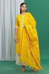 Buy Banana Labs Yellow Cotton Print Stripe Hand Block Pattern Dupatta at Aza Fashions Buy_Banana Labs_Yellow Cotton Print Stripe Hand Block Pattern Dupatta_at_Aza_Fashions