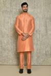 Buy_Naintara Bajaj_Peach Cotton Silk Plain Kurta And Churidar Set_at_Aza_Fashions