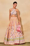 Buy_DiyaRajvvir_Pink Tulle Printed Floral Round Lehenga And Blouse Set _at_Aza_Fashions