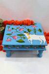 Buy_Purana Darwaza_Blue Wood Hand Painted Square-shaped Chowki_at_Aza_Fashions