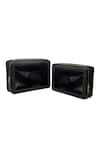 Buy_Fuchsia_Black Plain Vegan Leather Vanity Box - Set Of 2 _at_Aza_Fashions