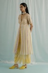 Buy_Surbhi Gupta_Ivory Anarkali Cotton Silk And Georgette Block Koa With Dhoti Pant _at_Aza_Fashions