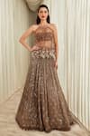 Buy_Sawan Gandhi_Gold Georgette Embellished Sequin Halter Neck Lehenga Sheer Top Set _at_Aza_Fashions