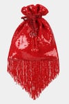 Buy_Aanchal Sayal_Red Hand Embroidered Rose Sequin Potli Bag _at_Aza_Fashions