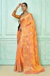 Buy_Nazaakat by Samara Singh_Orange Silk Woven Leaf Motifs Saree Wih Running Blouse_at_Aza_Fashions