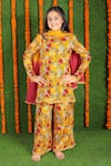 Buy_The Pony & Peony CO._Yellow Rayon Lace Floral Printed Kurta Set With Ombre Dupatta _at_Aza_Fashions