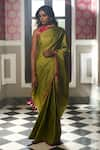 Buy_Kasturi Kundal_Green Pure Silk Nakhreeli Contrast Border Saree  _at_Aza_Fashions