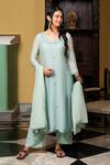 Buy_Yati_Blue Kurta  Fine Chanderi Hand Embroidered Beads Round Sequins A-line Set_at_Aza_Fashions