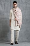 Buy_DUSALA_White Handwoven Cashmere Fine Wool Kani Design Stole _at_Aza_Fashions