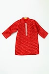 Buy_Shruti Jalan_Red Kota Embroidery Leheriya Placket Kurta  _at_Aza_Fashions