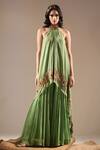 Buy_Nikita Mhaisalkar_Green Kurta Pure Chiffon Embellished Asymmetric And Sharara Set _at_Aza_Fashions