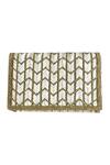 Buy_Kokommo_White Hand Embroidered Bugle Bead Clutch _at_Aza_Fashions