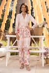Buy_Chhavvi Aggarwal_Off White Modal, Satin Embroidery Printed Blazer And Pant Set _at_Aza_Fashions