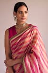 Shorshe Clothing_Gold Handloom Tissue Stripe Pattern Saree _Online_at_Aza_Fashions