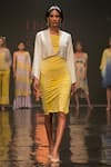 Buy_Ranng Label_Yellow Lycra Tie And Dye Straight Midi Dress _at_Aza_Fashions