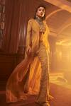 Buy_Ridhima Bhasin_Yellow Organza Embroidered Sequin Jacket: Ruffle Waqea Palazzo Set For Women_at_Aza_Fashions