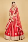 Buy_Amrin khan_Red Blouse And Lehenga Handloom Raw Zardozi Flower Boota Bridal Set  _at_Aza_Fashions