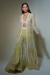 Ritika Mirchandani_Green Net Embroidered Long Jacket And Sharara Set_Online_at_Aza_Fashions