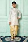 Buy_Arihant Rai Sinha_Off White Dupion Art Silk Straight Mandarin Collar Kurta And Dhoti Pant Set _at_Aza_Fashions