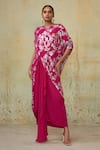 Buy_Style Junkiie_Pink Georgette High Low Draped Skirt _at_Aza_Fashions