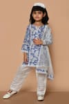 Buy_Pankhuri by Priyanka_Blue Cambric Cotton Hand Block Print Garden Kurta Set _at_Aza_Fashions