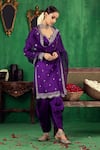 Buy_Jigar Mali_Purple Pure And Organza Lining Embroidery Zari Kurta Dhoti Pant Set _at_Aza_Fashions