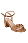 Buy_Vanilla Moon_Brown Plain Daniela Linked Strap Leather Heels _at_Aza_Fashions