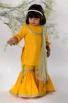 Buy_Lil Angels_Yellow Chikankari Embroidered Sequins Kurta Gharara Set_at_Aza_Fashions
