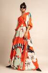 Buy_Nupur Kanoi_Orange Crepe Digital Print Floral Pattern V Hanki Botanical Dress  _at_Aza_Fashions