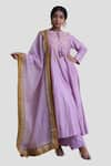 Buy_Brij_Purple Chanderi Silk Embroidered Kanchi Pintucked Kalidar Kurta Pant Set _at_Aza_Fashions